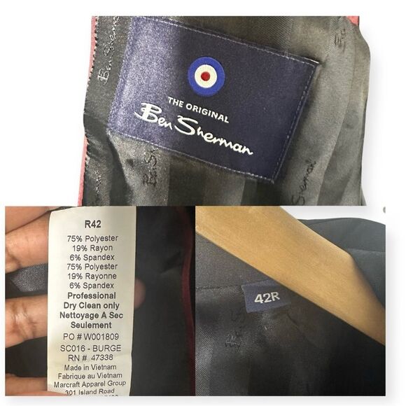 Ben Sherman Blazer Mens 42R Black Tailored Classic Fit Stretch Two-Button Jacket - Picture 6 of 6